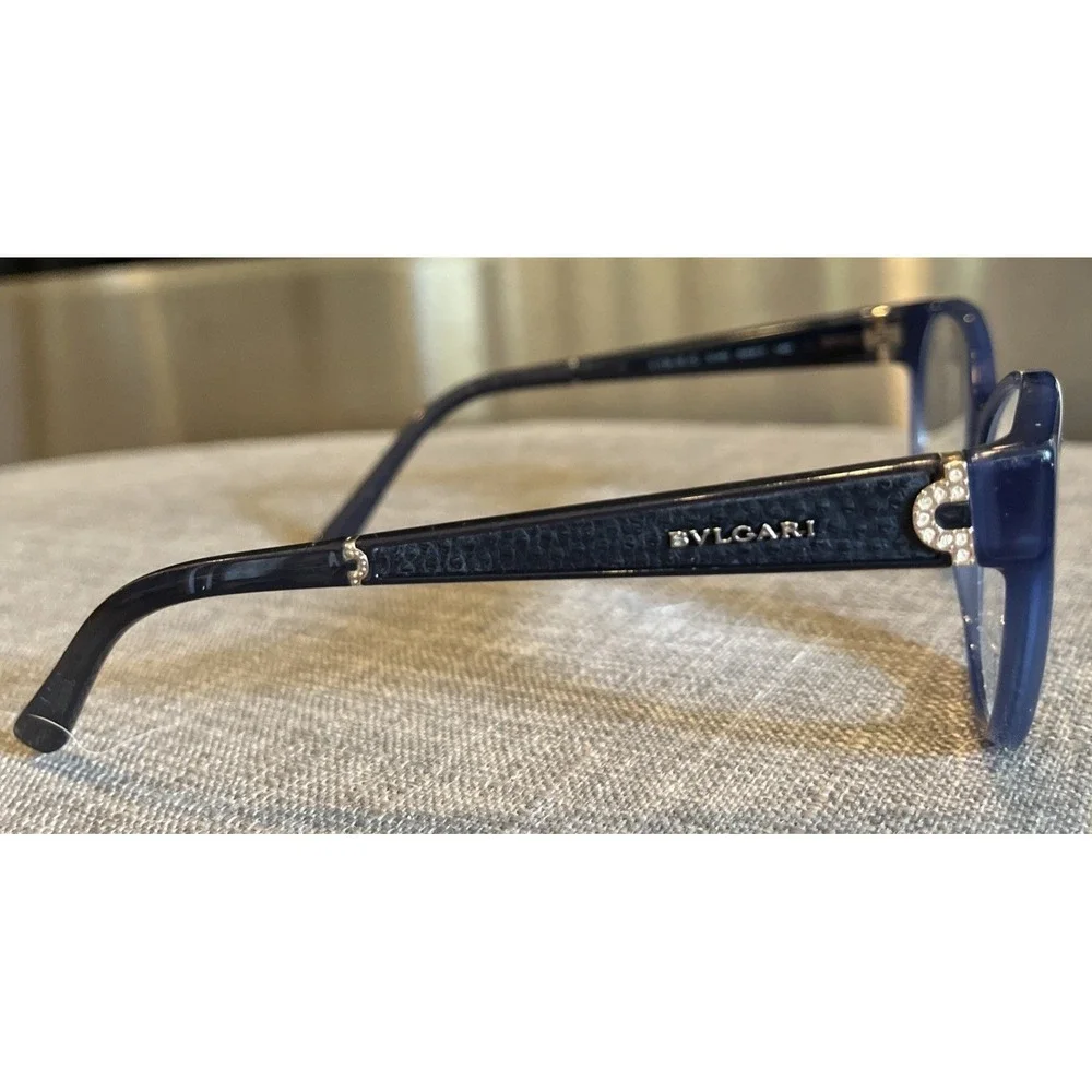 Bvlgari‎ Eyeglasses 4106-B-Q 5145 Blue Opal Rhinestones Cat Eye Italy 54[]17 140